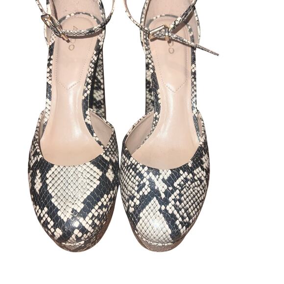 ALDO Snake Print Ankle Strap Round Toe Platform Heels Size 7 - Picture 4 of 16